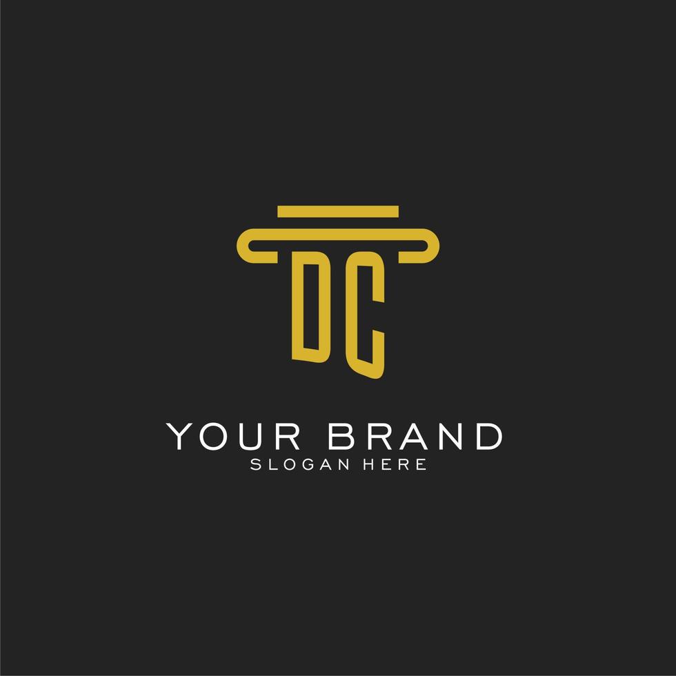 DC initial logo with simple pillar style design vector