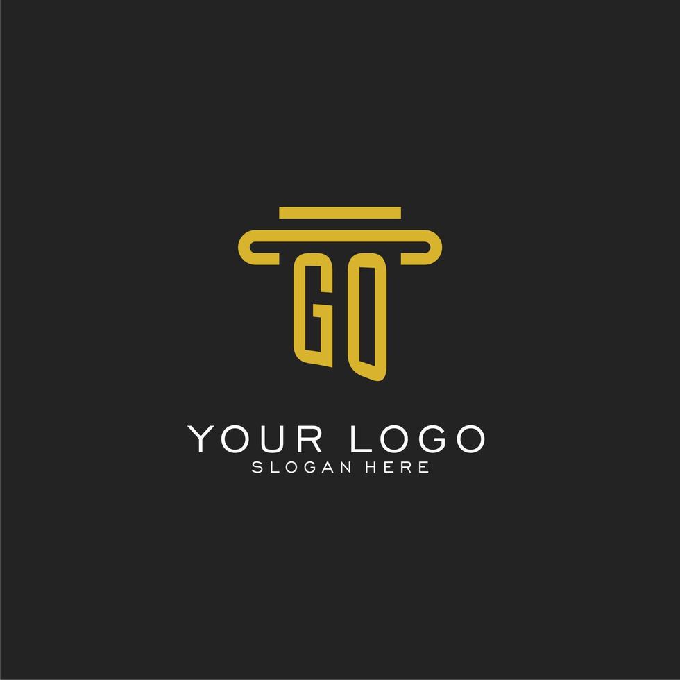 GO initial logo with simple pillar style design vector