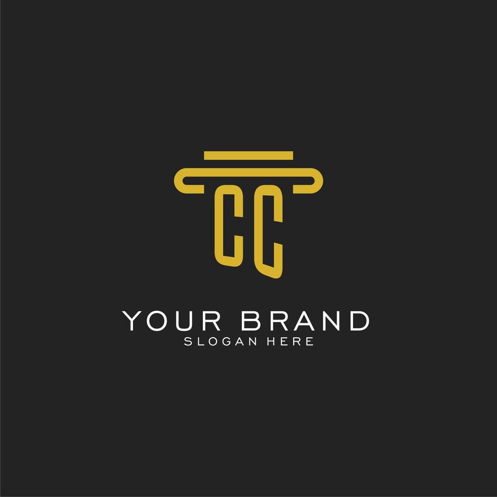 CC initial logo with simple pillar style design vector