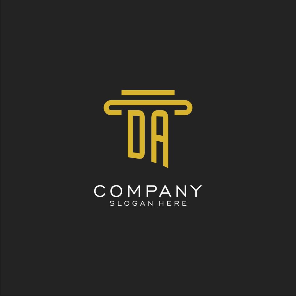 DA initial logo with simple pillar style design vector