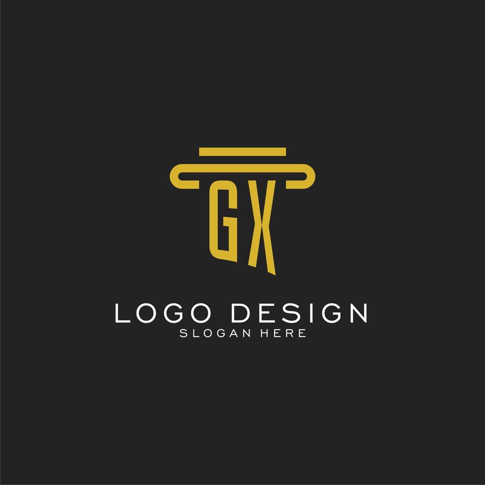 GX initial logo with simple pillar style design vector
