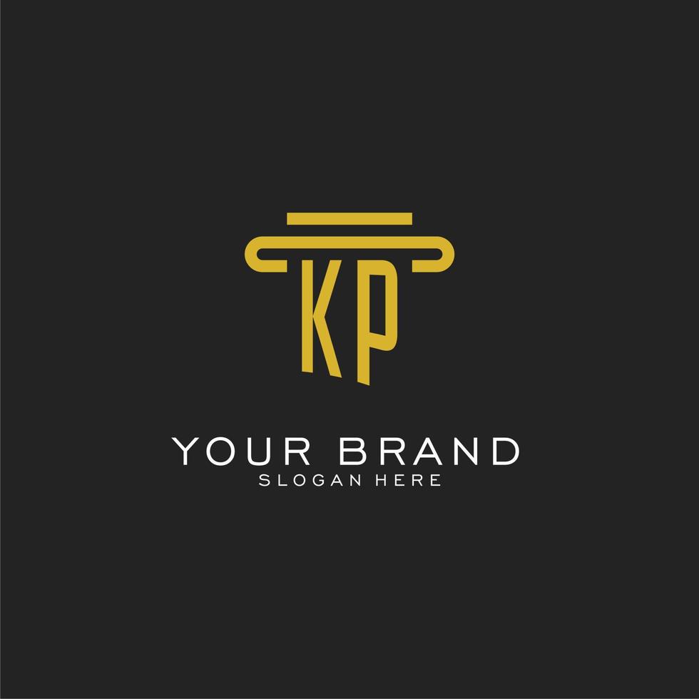 KP initial logo with simple pillar style design vector