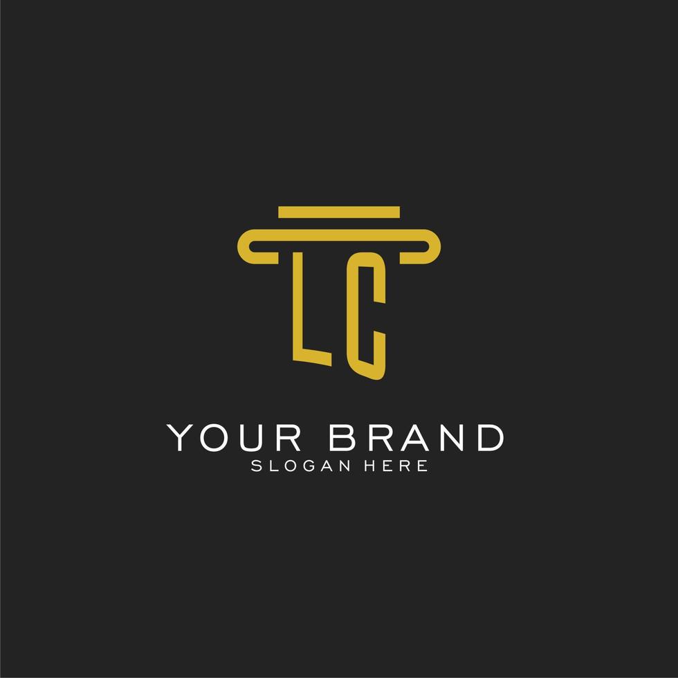 LC initial logo with simple pillar style design vector