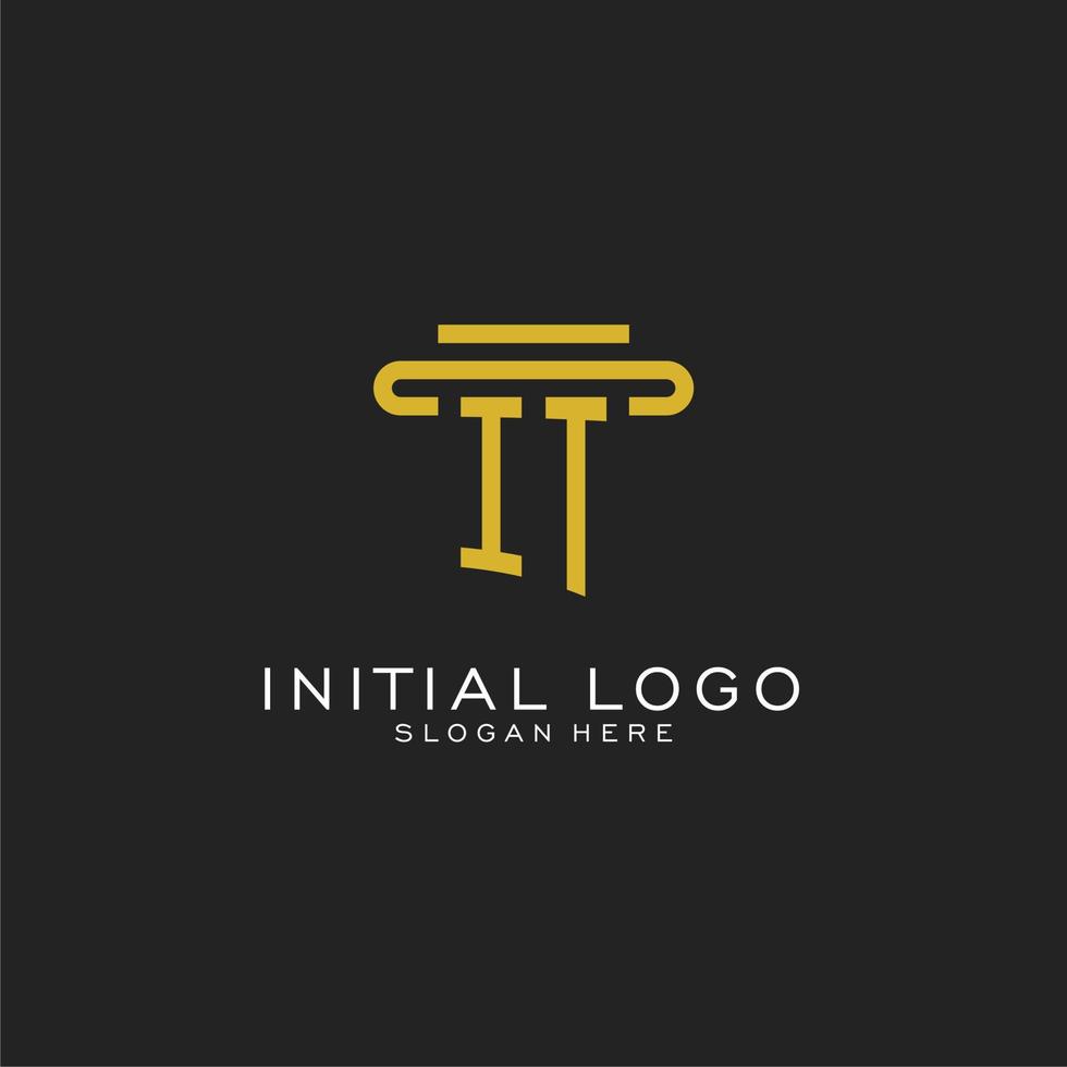 IT initial logo with simple pillar style design 15163866 Vector Art at