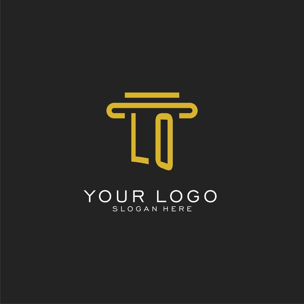 LO initial logo with simple pillar style design vector