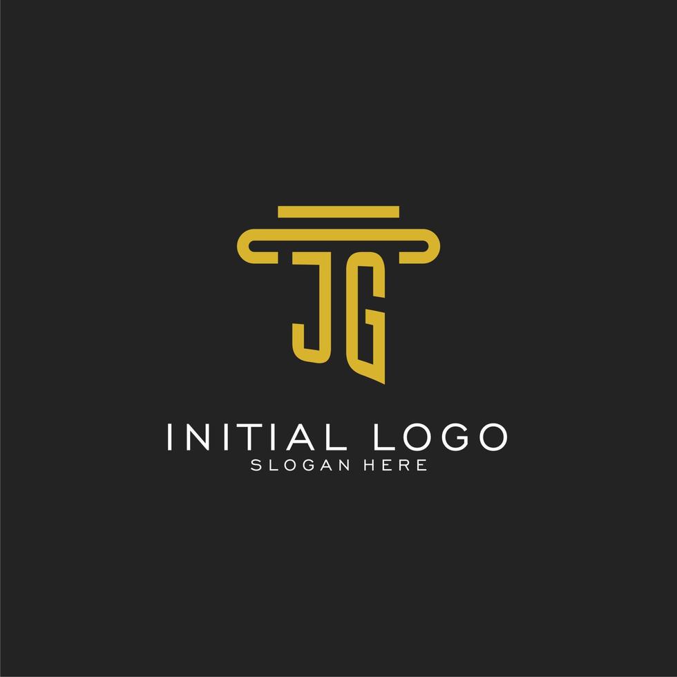 JG initial logo with simple pillar style design vector