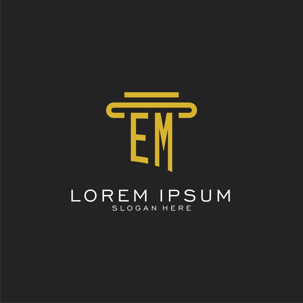 EM initial logo with simple pillar style design vector