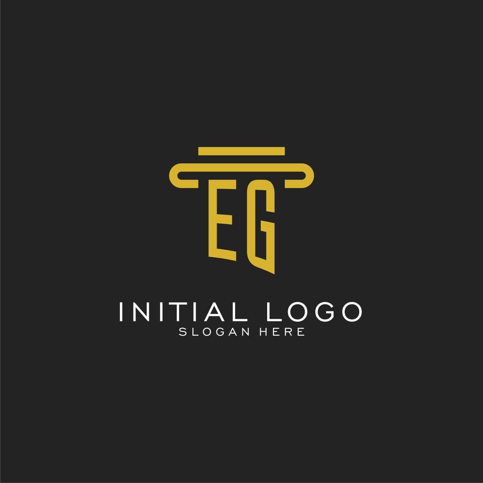 EG initial logo with simple pillar style design vector