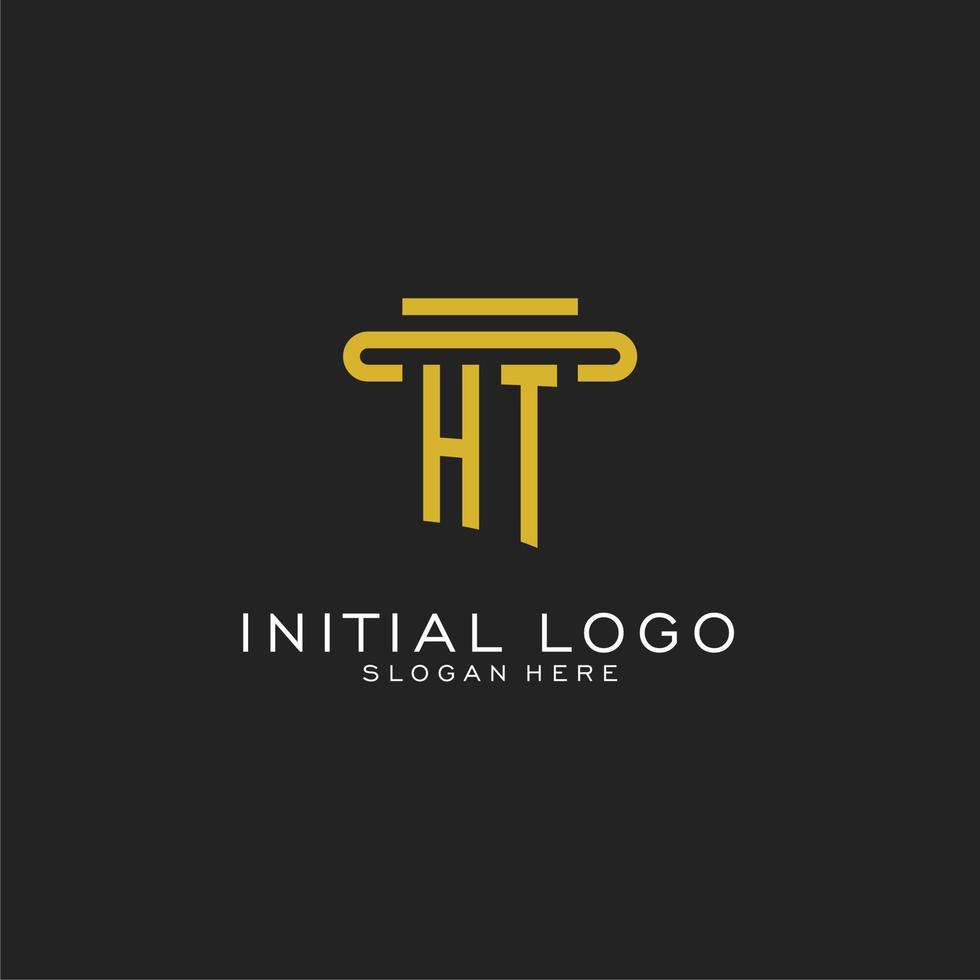 HT initial logo with simple pillar style design vector