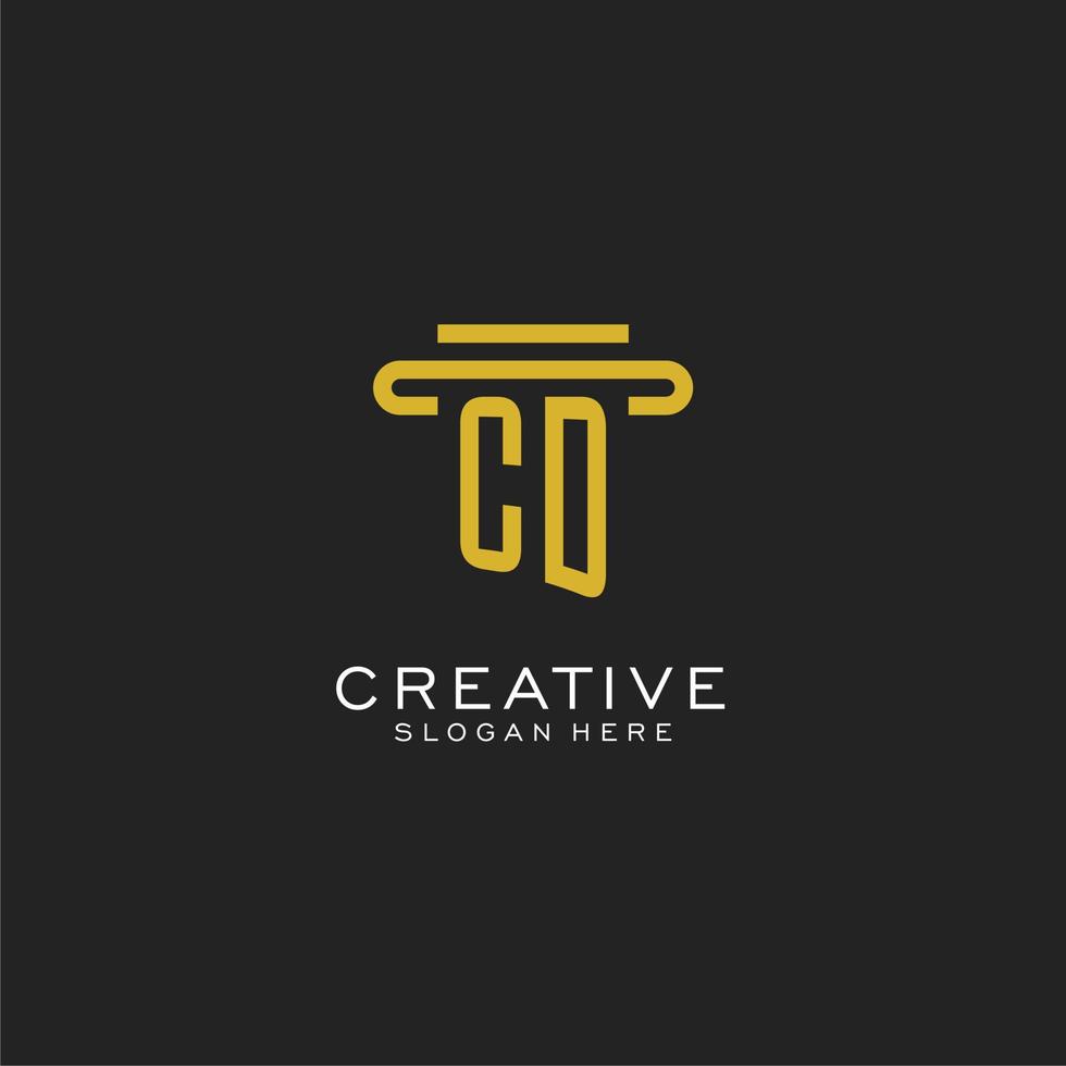 CD initial logo with simple pillar style design vector