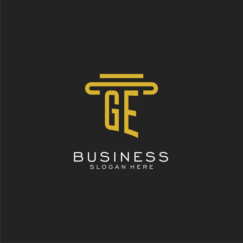 GE initial logo with simple pillar style design vector