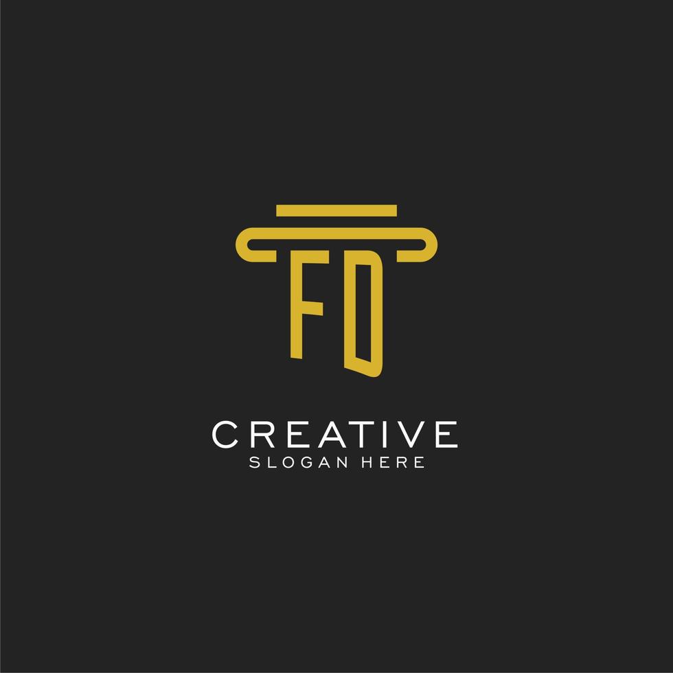logotipo inicial de fd con diseño de estilo de pilar simple vector