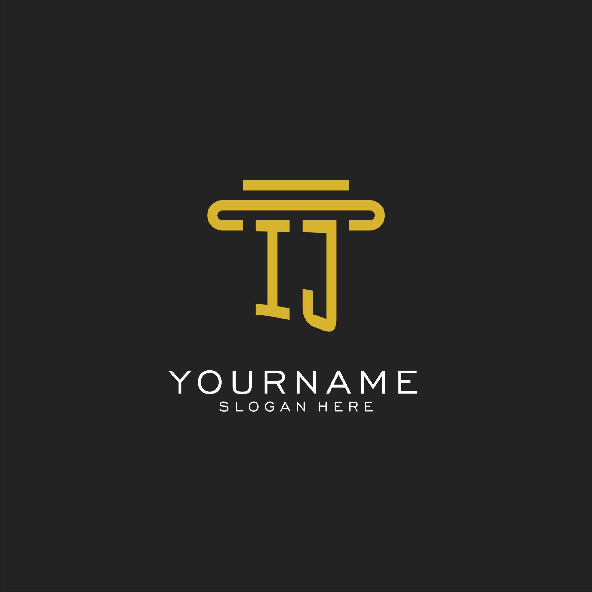 IJ initial logo with simple pillar style design 15163994 Vector Art at ...