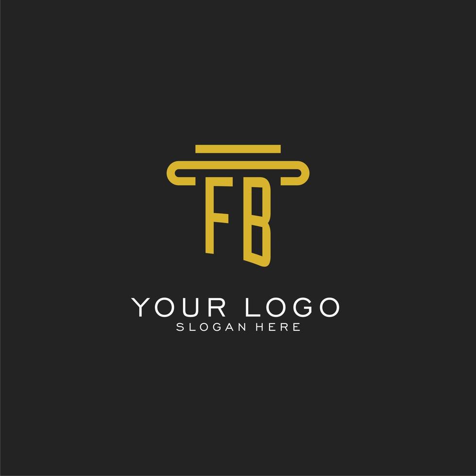 logotipo inicial de fb con diseño de estilo de pilar simple vector