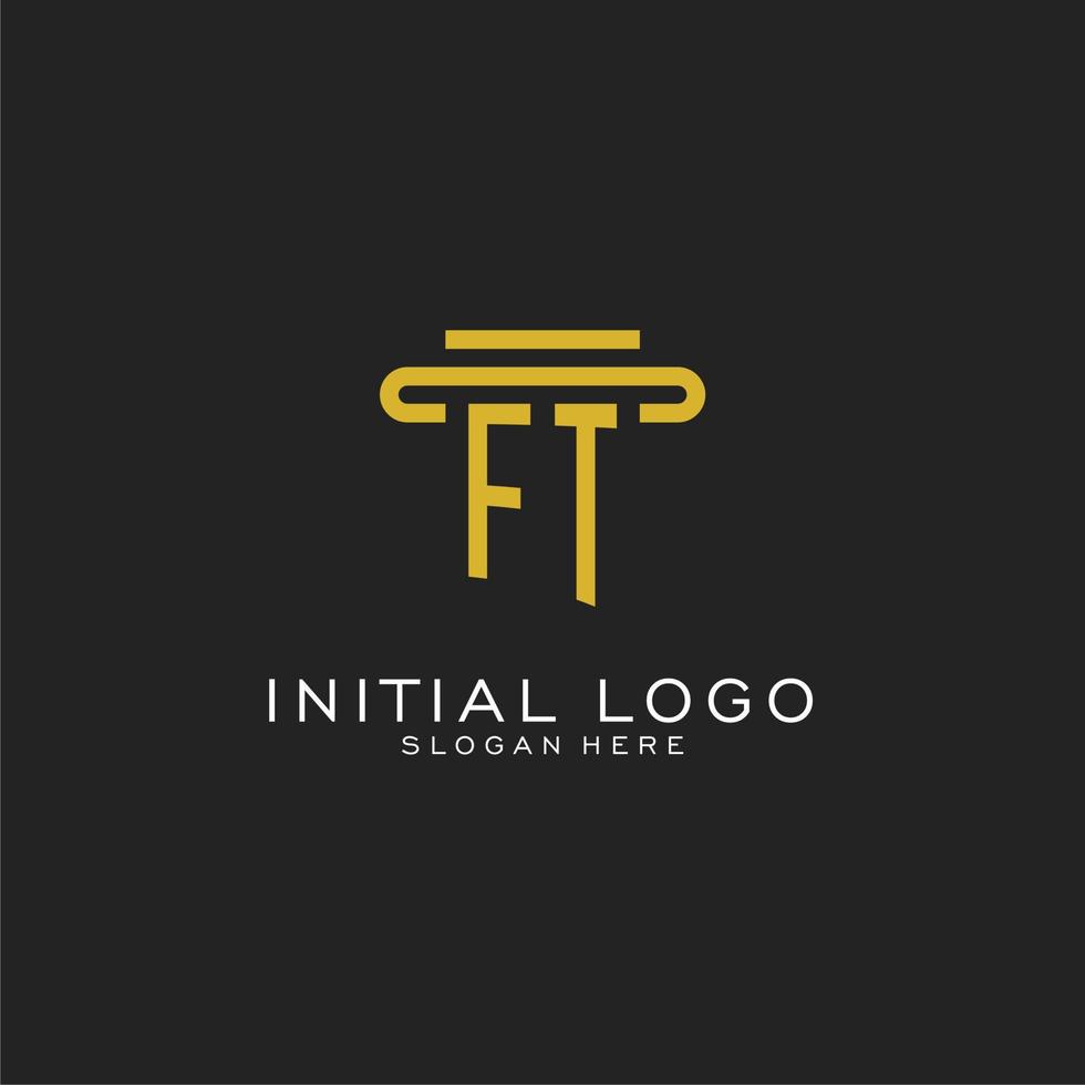 FT initial logo with simple pillar style design vector