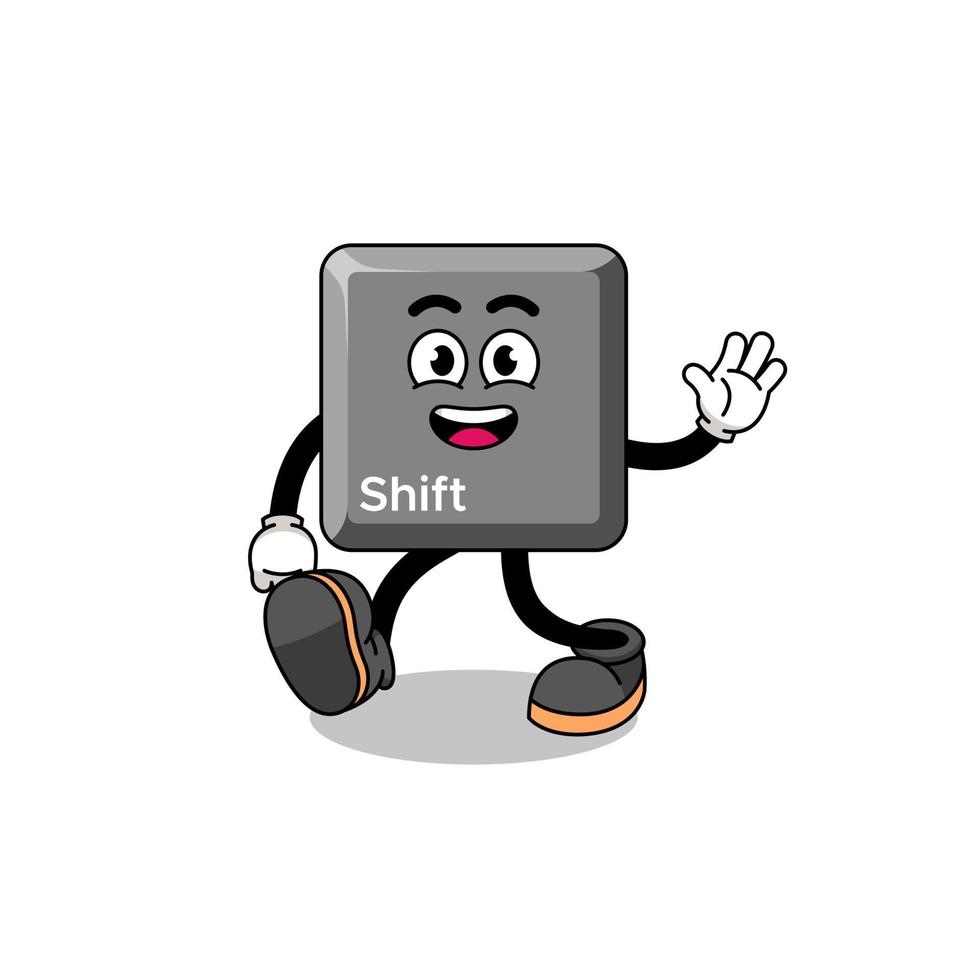 keyboard shift key cartoon walking vector