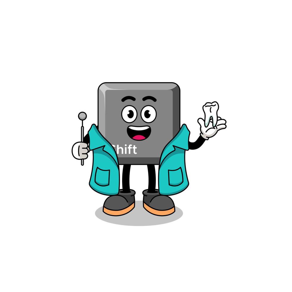 Illustration of keyboard shift key mascot as a dentist vector