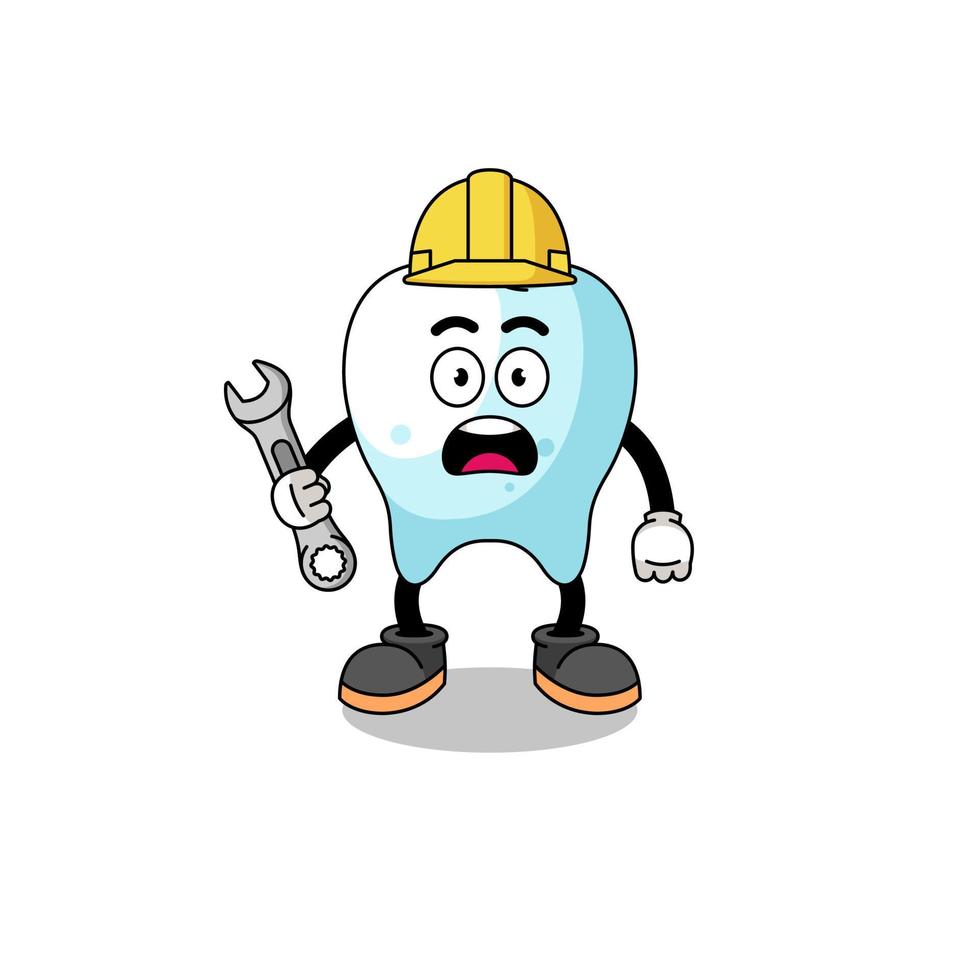 Character Illustration of tooth with 404 error vector