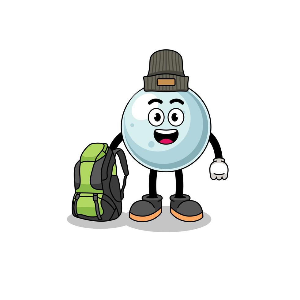 Illustration of silver ball mascot as a hiker vector