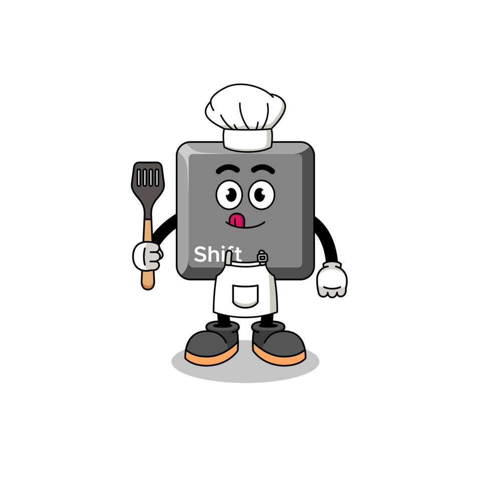 Mascot Illustration of keyboard shift key chef vector