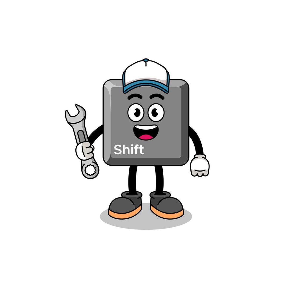 keyboard shift key illustration cartoon as a mechanic vector