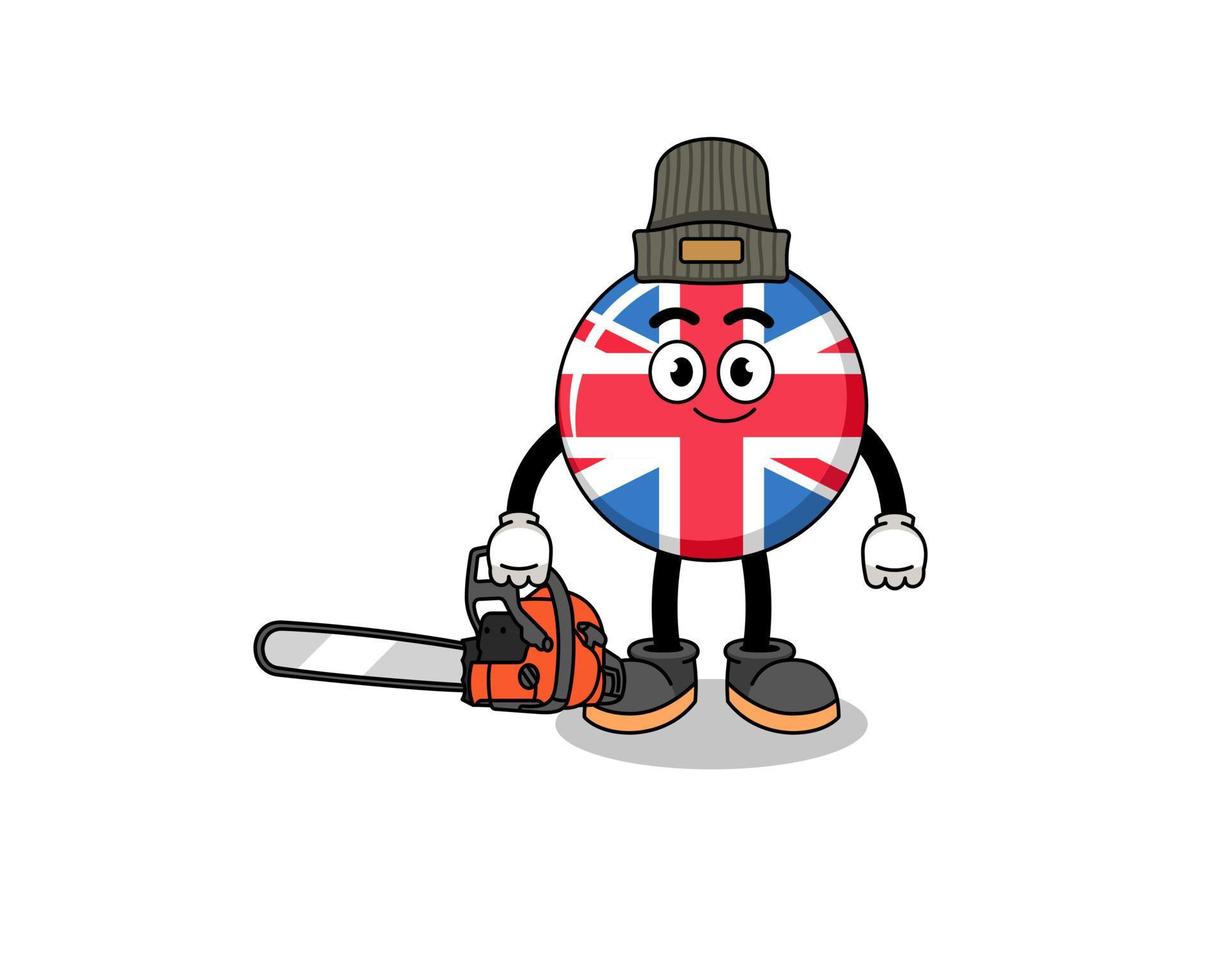 united kingdom flag illustration cartoon as a lumberjack vector