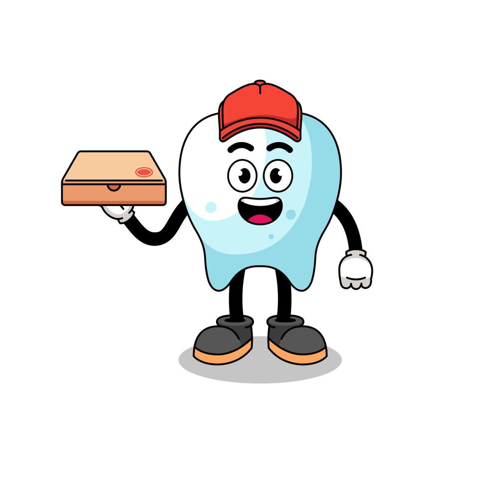 tooth illustration as a pizza deliveryman vector