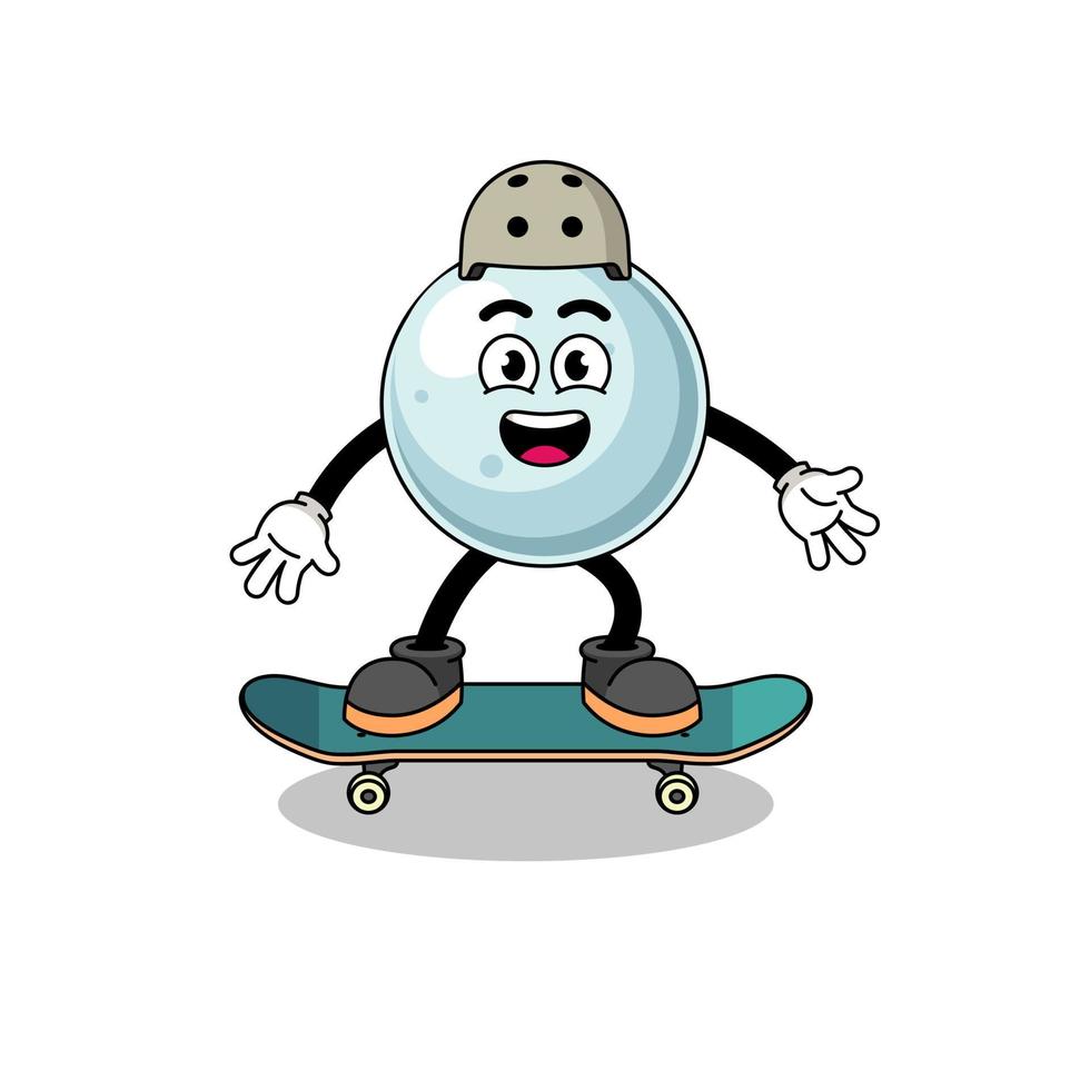 silver ball mascot playing a skateboard vector