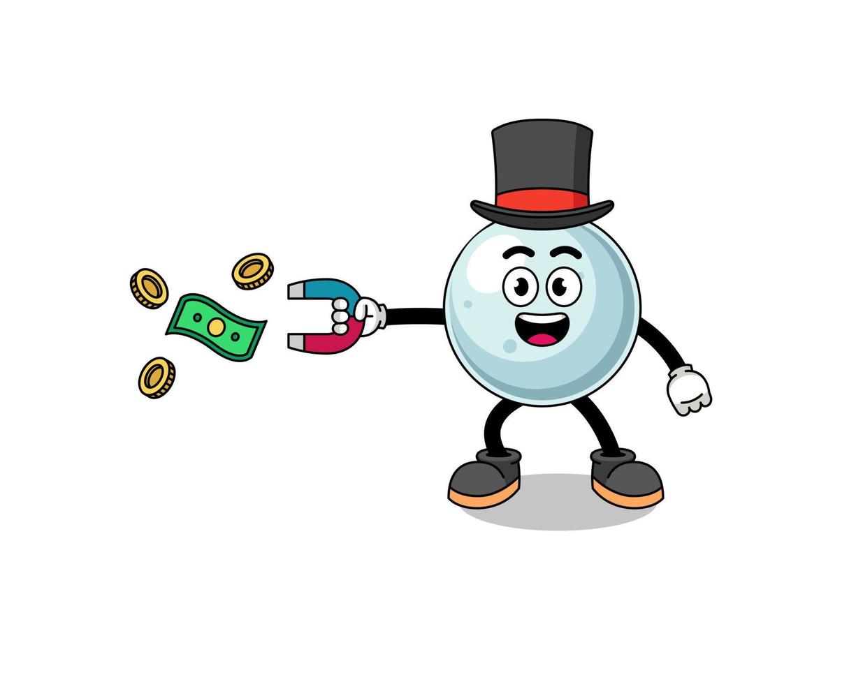 Character Illustration of silver ball catching money with a magnet vector