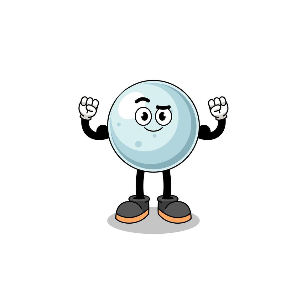 Mascot cartoon of silver ball posing with muscle vector