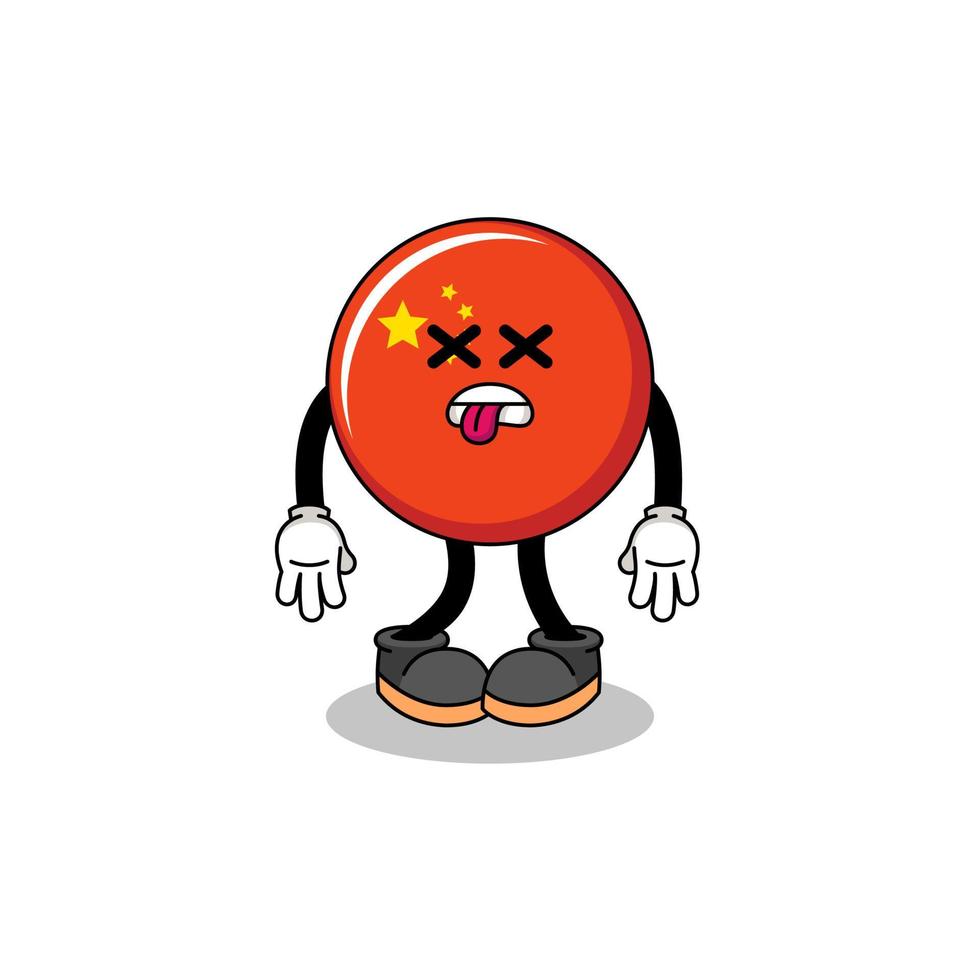 china flag mascot illustration is dead vector