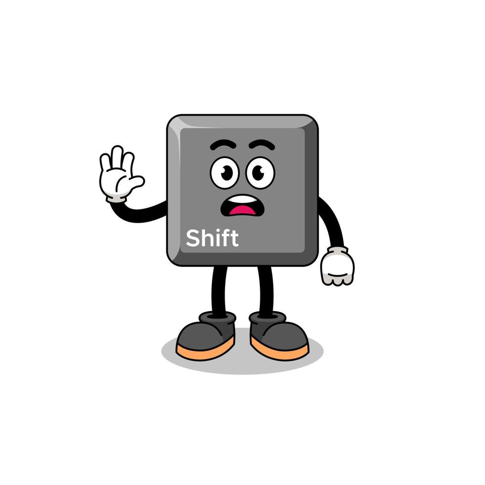 keyboard shift key cartoon illustration doing stop hand vector