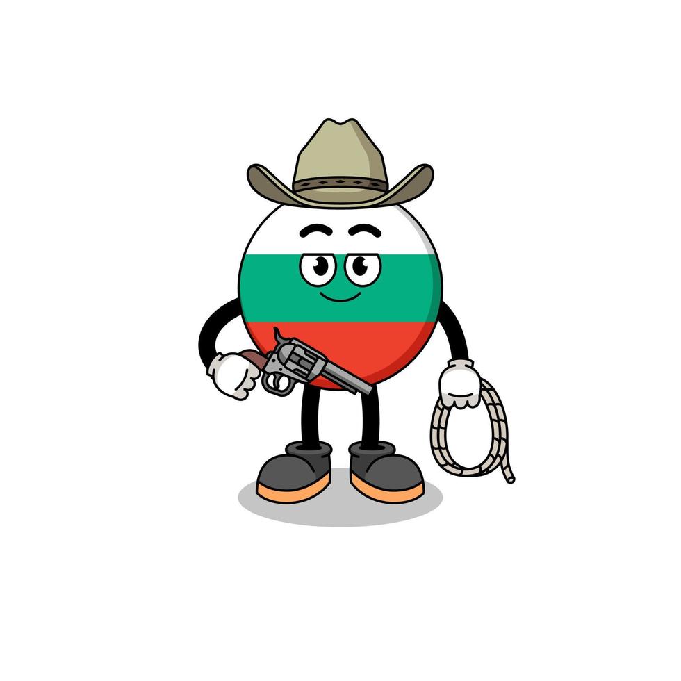 mascota del personaje de la bandera de bulgaria como un vaquero vector