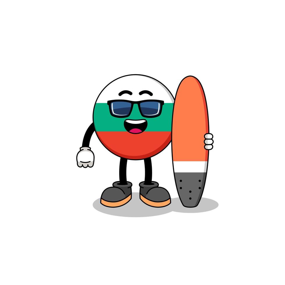 Mascot cartoon of bulgaria flag as a surfer vector