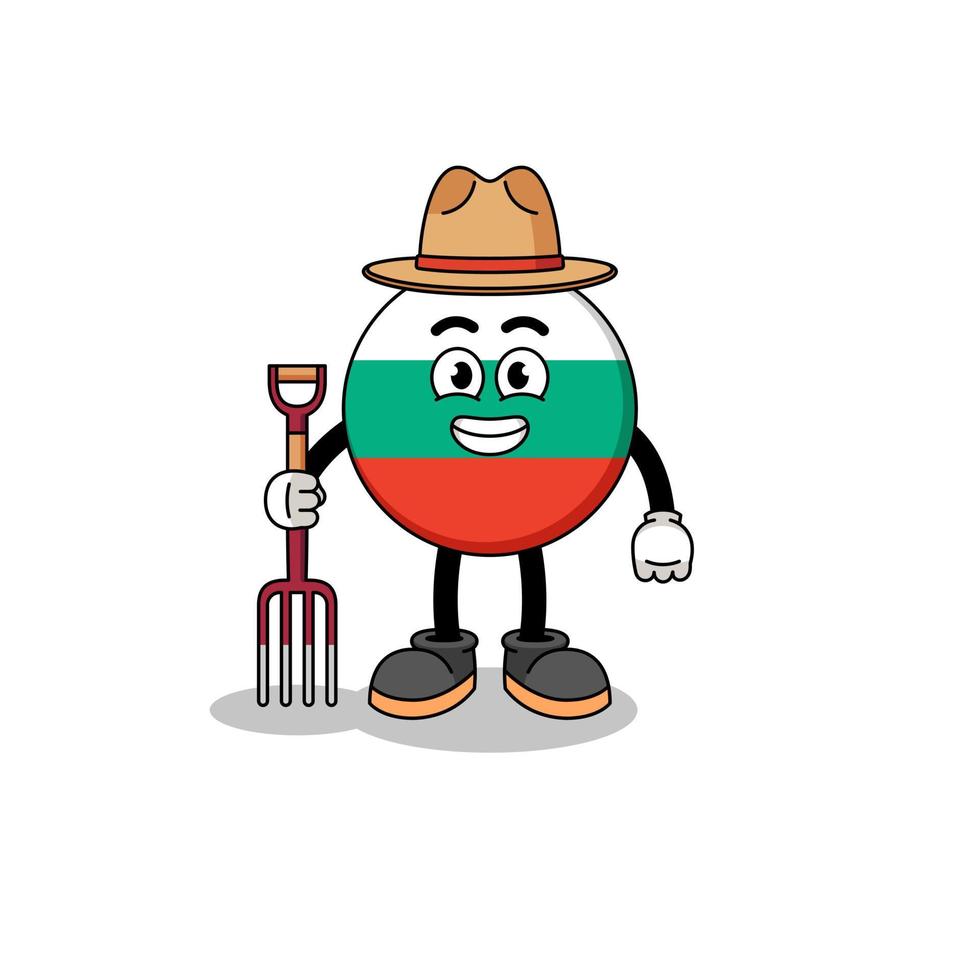 Cartoon mascot of bulgaria flag farmer vector