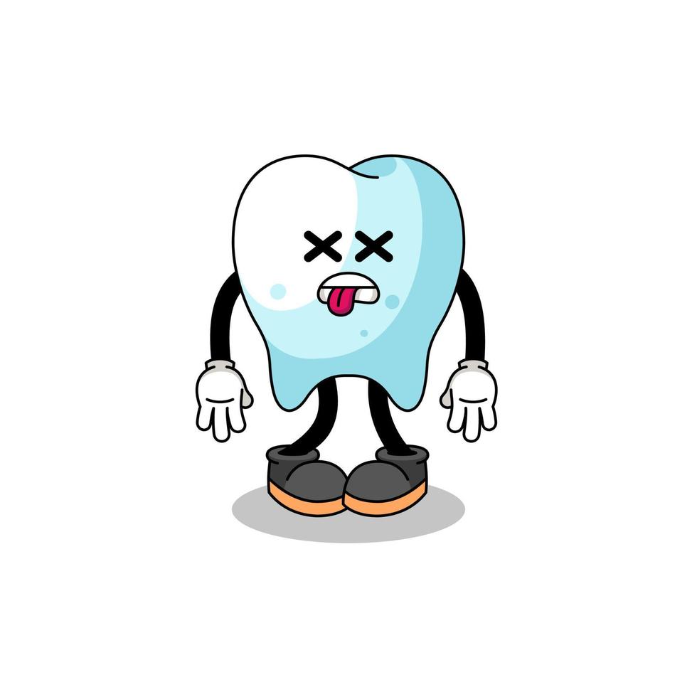 tooth mascot illustration is dead vector