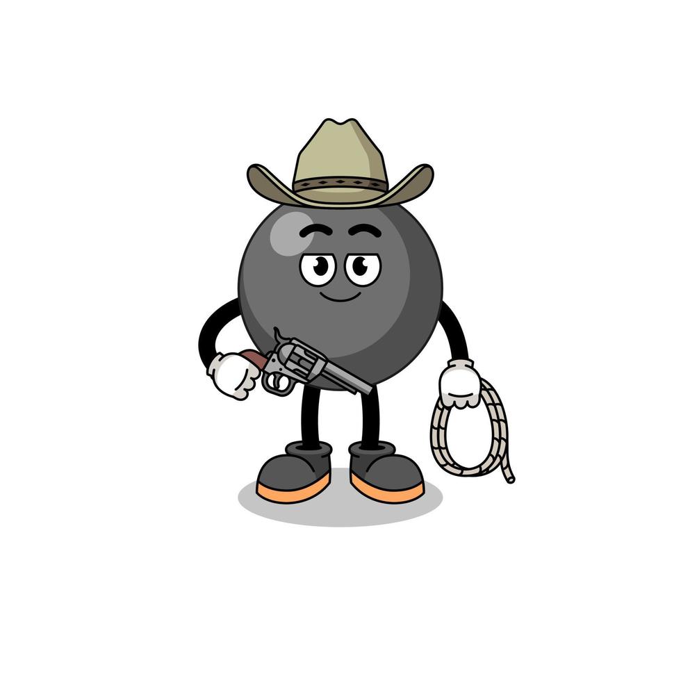 Character mascot of dot symbol as a cowboy vector