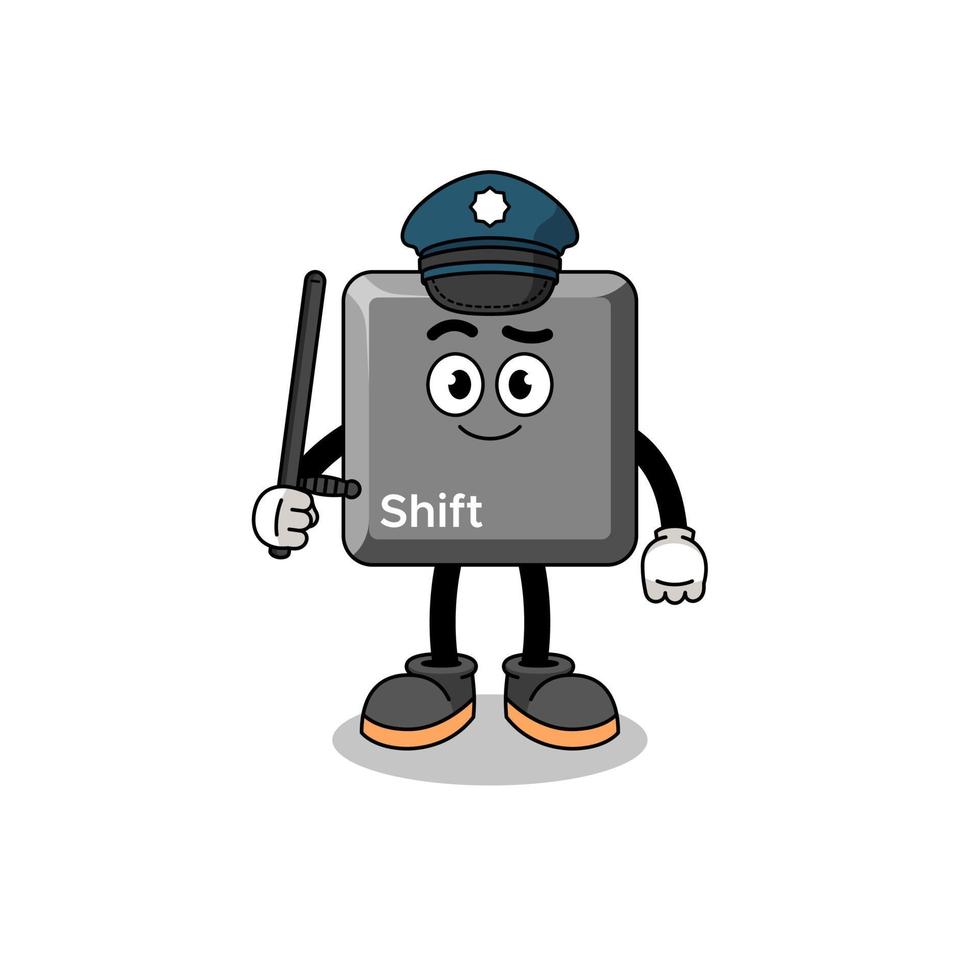 Cartoon Illustration of keyboard shift key police vector