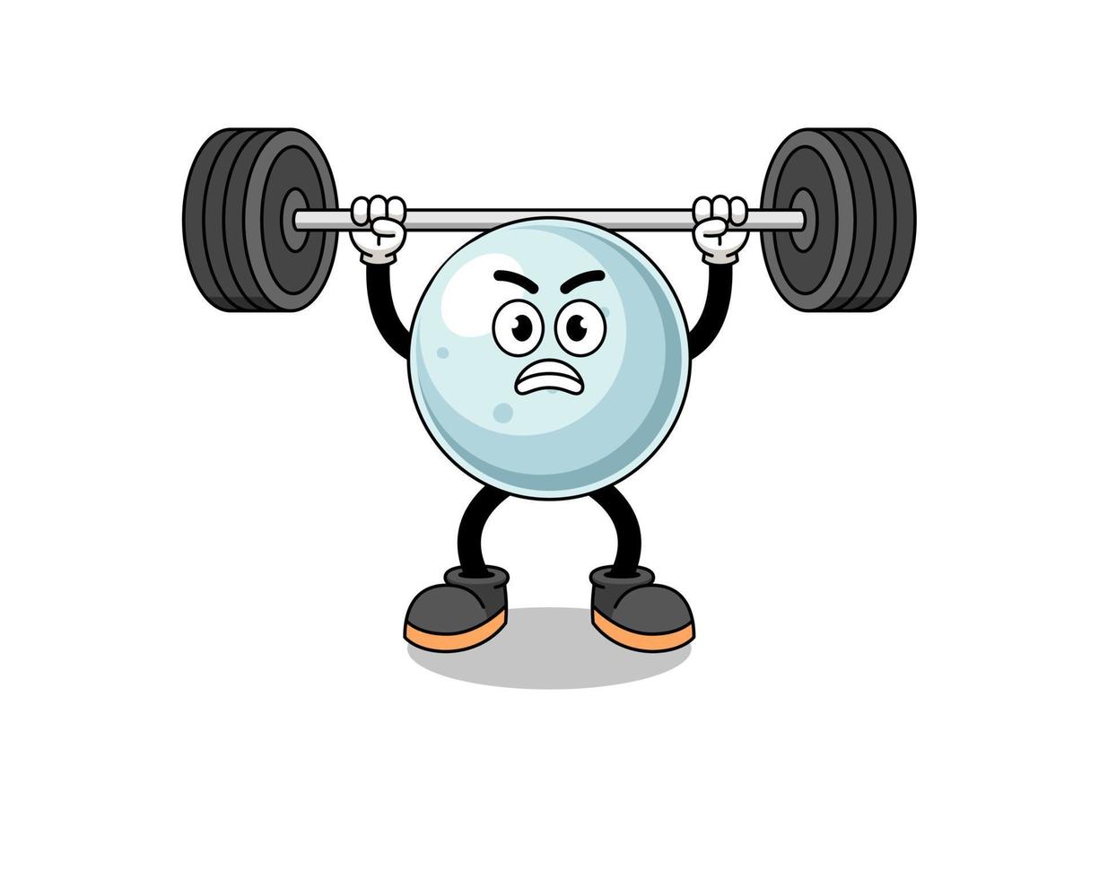 silver ball mascot cartoon lifting a barbell vector