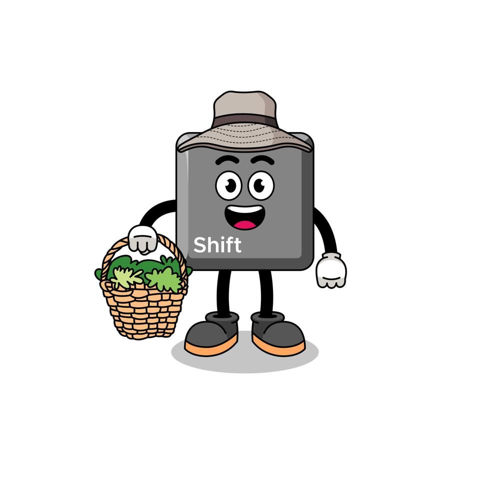 Character Illustration of keyboard shift key as a herbalist vector