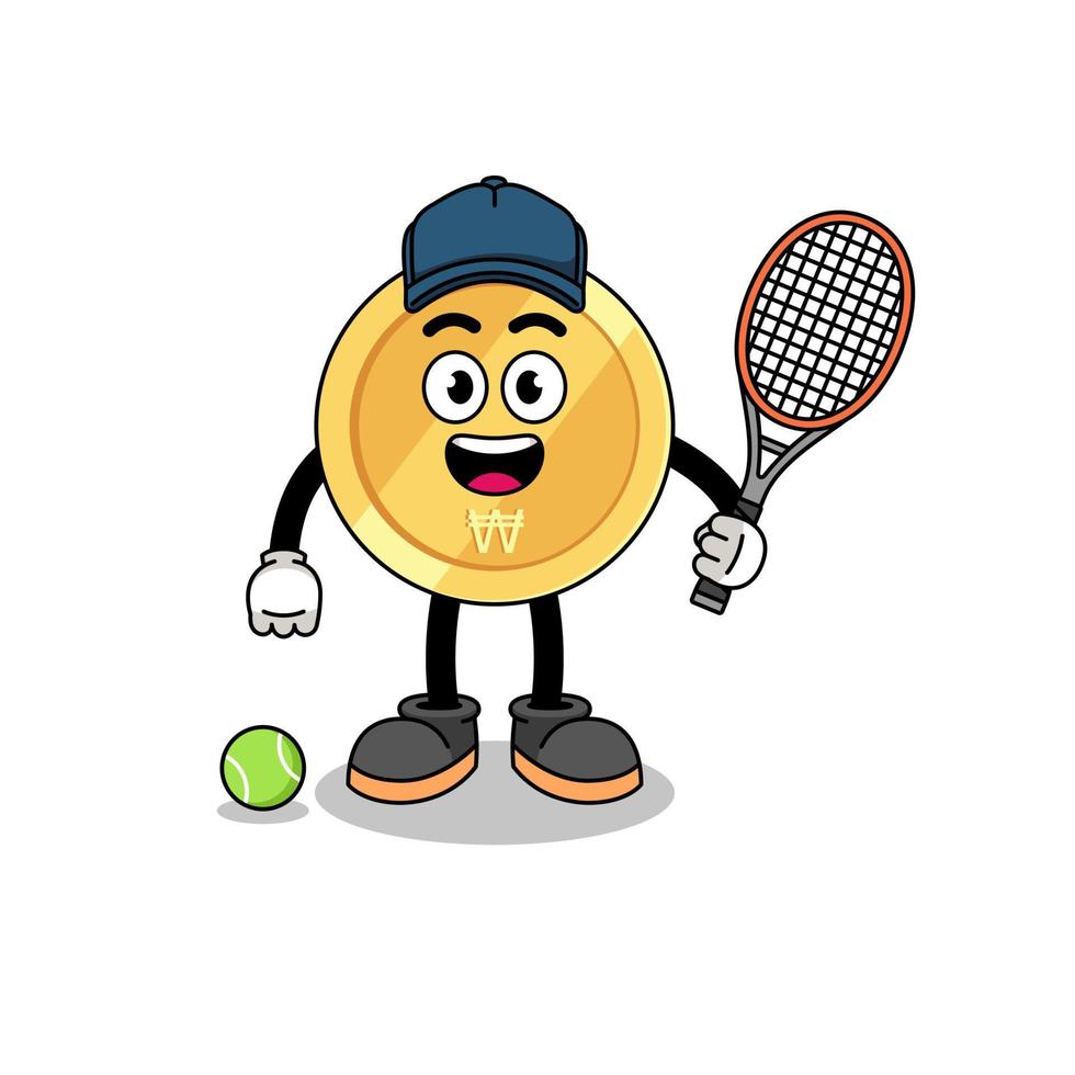 ilustración de won surcoreano como jugador de tenis vector