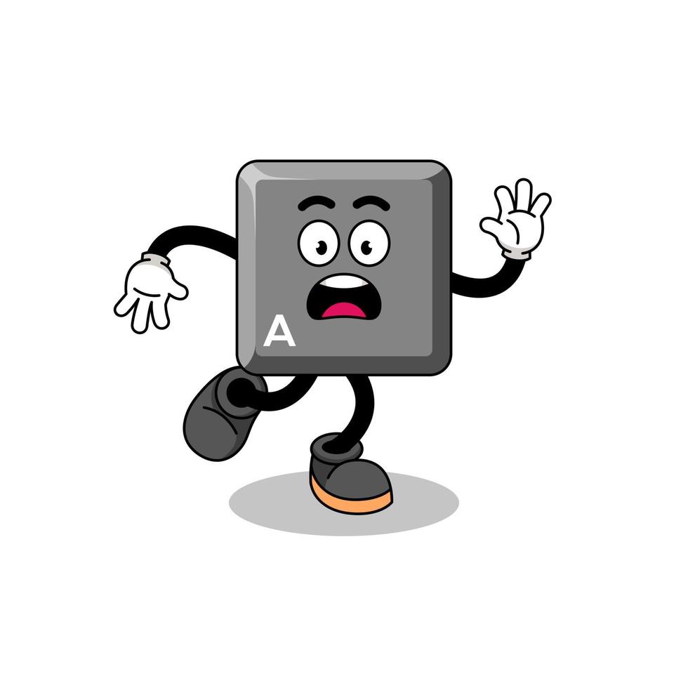 slipping keyboard A key mascot illustration vector