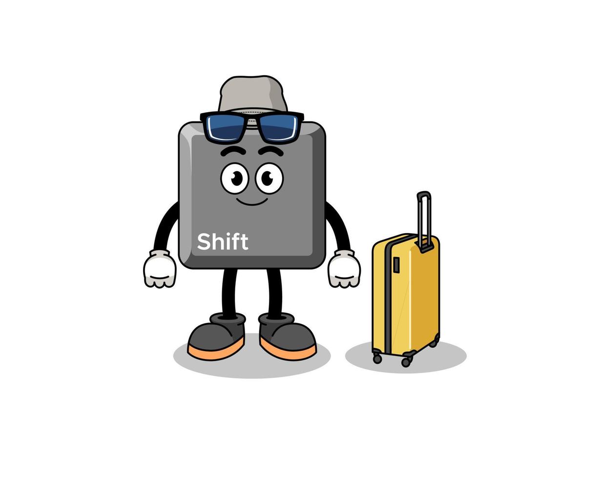 keyboard shift key mascot doing vacation vector