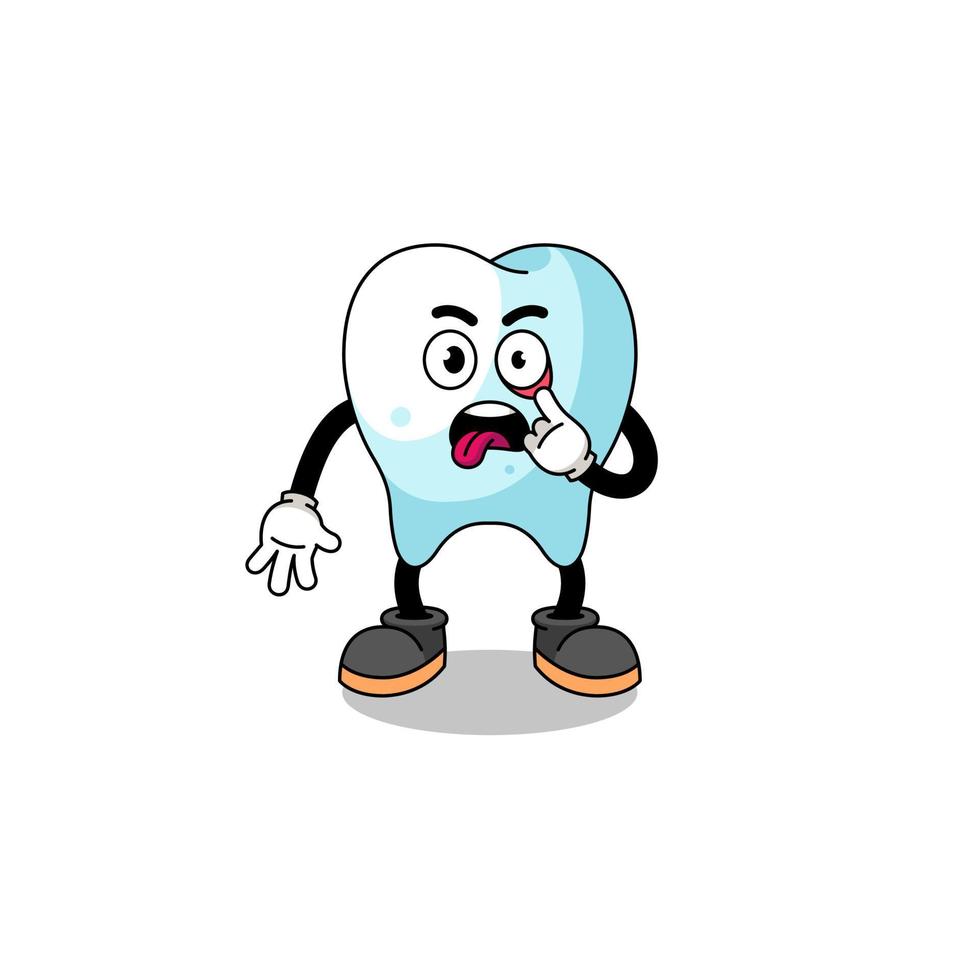 Character Illustration of tooth with tongue sticking out vector