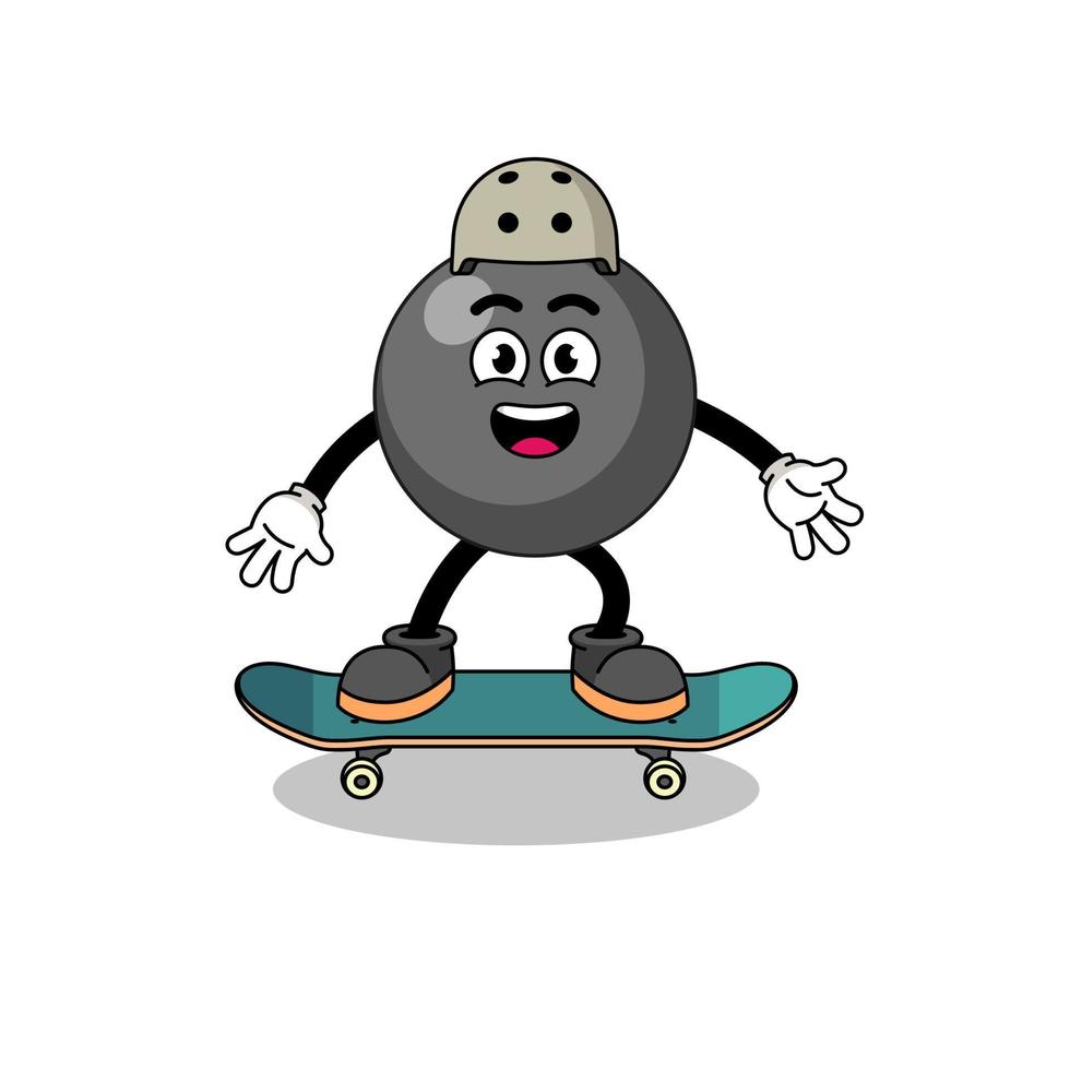 dot symbol mascot playing a skateboard vector