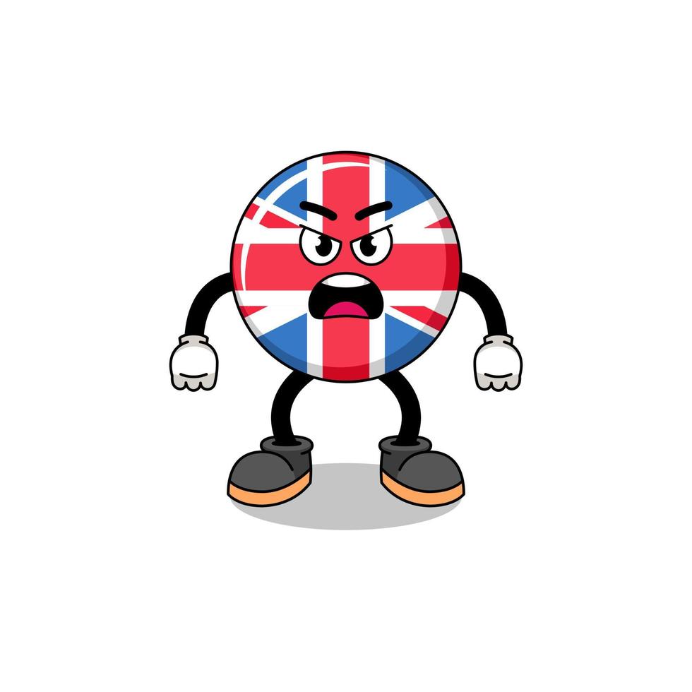 united kingdom flag cartoon illustration with angry expression vector