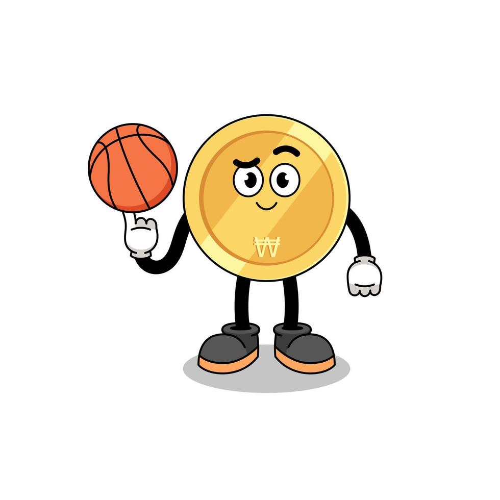 south korean won illustration as a basketball player vector