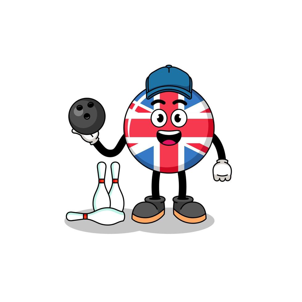 Mascot of united kingdom flag as a bowling player vector