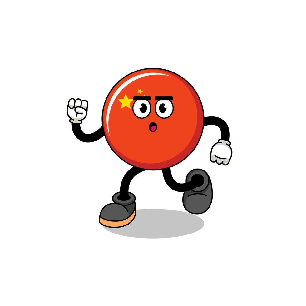 corriendo ilustración de mascota de bandera de china vector