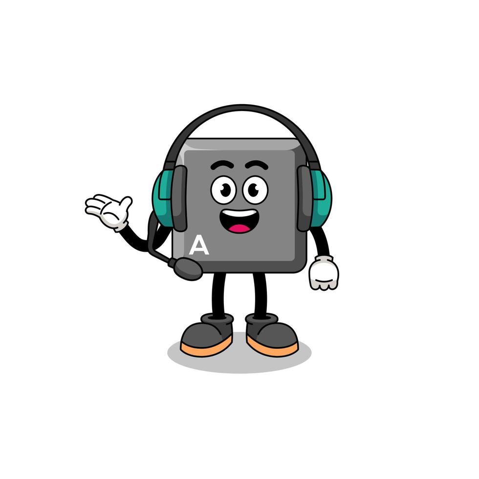 Mascot Illustration of keyboard A key as a customer services vector